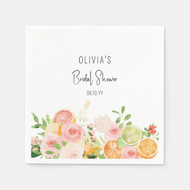 Citrus Blommig Bröllopsdusch Duscha Pappersservett (Framsidan)