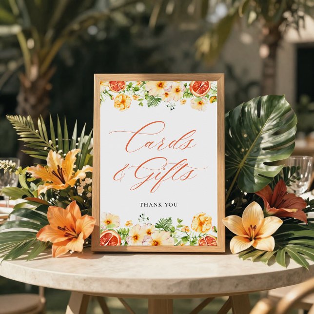 Citrus Blommig Bröllopsdusch Kort och Present Skyl Poster (Skapare uppladdad)