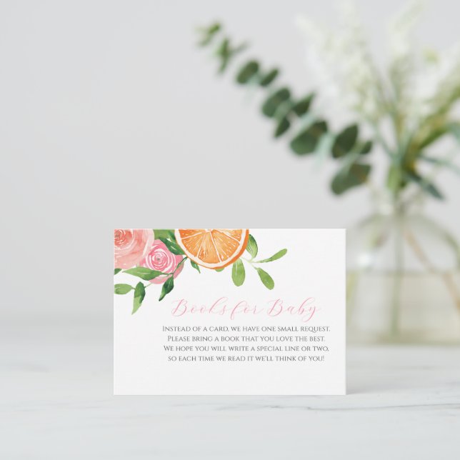 Citrus Blommigt Baby Shower Bokar för Baby Tilläggskort (Stående Fram)