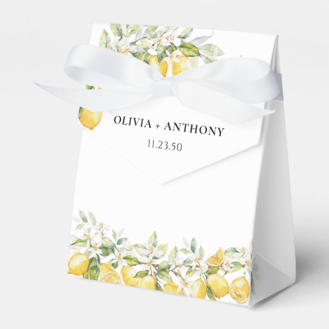 Citrus Blommigt Bröllopsfack för citronGrönt Presentaskar (Framsidan Sidan)