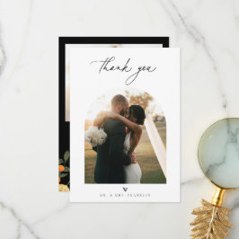 Citrus Blommigt Chic minimalist Bröllop Photo Tack Kort