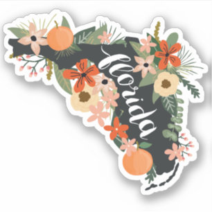Citrus Blommigt Florida State Silhouette Klistermärken