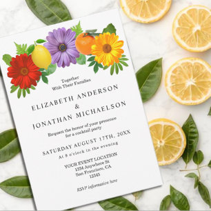 Citrus Blommigt Garden WedCocktail Party Inbjudningar