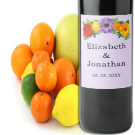 Citrus Blommigt Garden Wedding Vinflaska Etikett