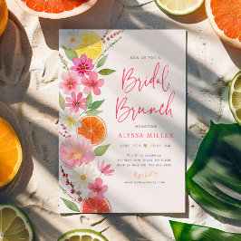 Citrus Blommigt Lemon Orange Möhippa Brunch Inbjudningar