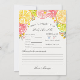 Citrus Blommigt Little Cutie Advice for Baby Card Inbjudningar
