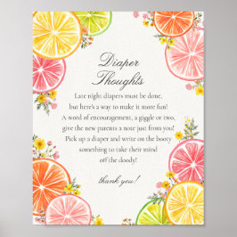 Citrus Blommigt Little Cutie Diaper Thoughts Game Poster