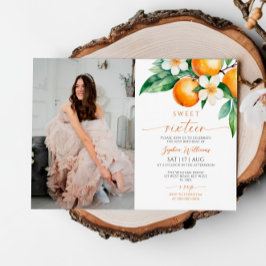 Citrus Blommigt Photo Sweet 16 Birthday Call Inbjudningar