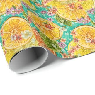 Citrus Bloom Citron & Vilda Blommor Akvarell Presentpapper