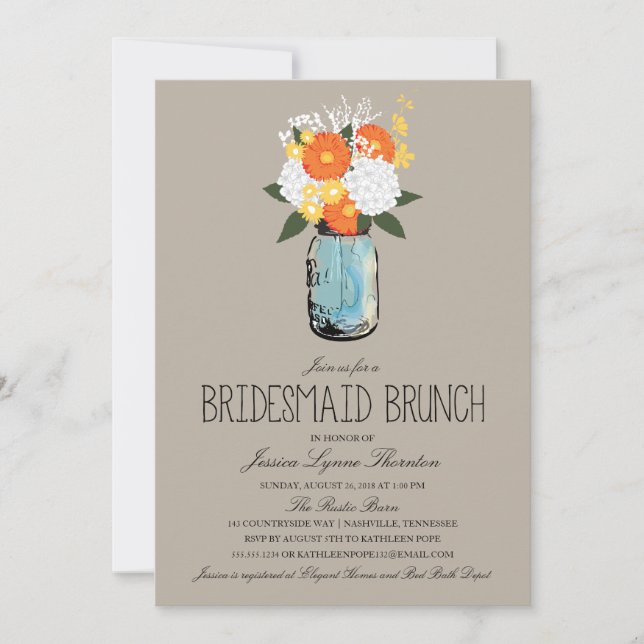 Citrus Bloom Mason Burk | Bridesmaid Brunch Inbjudningar (Framsida)