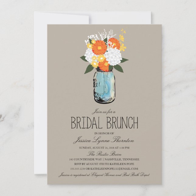 Citrus Bloom Mason Burk| Bridesmaid Brunch Inbjudningar (Framsida)