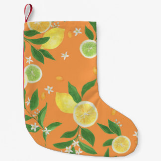 Citrus Bloom Watercolor Fabric Liten Julstrumpa