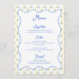 Citrus Blue & Gult Chic Bröllop Meny