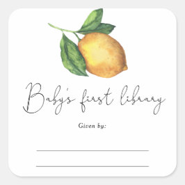Citrus - bokmärke för baby shower, böcker för bebi fyrkantigt klistermärke