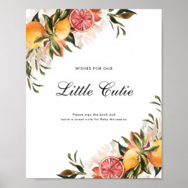 Citrus Botanical | Baby Shower Gästbokssignering Poster