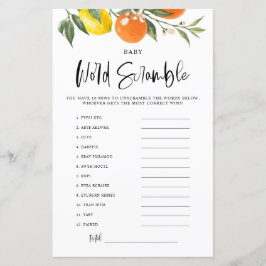 Citrus Botanical Baby Shower Ord Scramble Game
