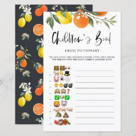 Citrus Botanical Emoji Pictionary Baby Shower Game