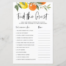 Citrus Botanical Find the Guest Shower Game Card
