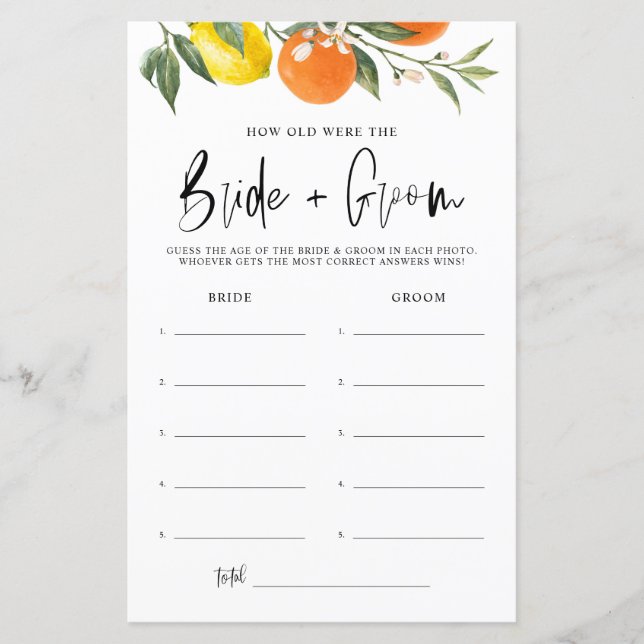 Citrus Botanical Hur gammal var Bride & Groom? (Framsida)