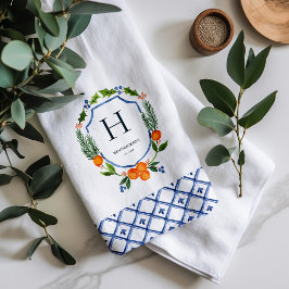 Citrus Botanical jul | Familj Namn Monogram Kökshandduk