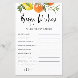 Citrus Botanical Önskemål för Baby babyvykort