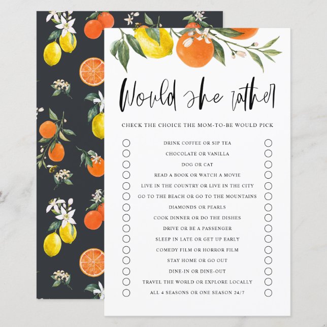 Citrus Botanical, skulle hon hellre se babyvilt? (Fram/baksida)