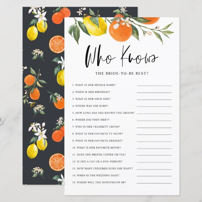 Citrus Botanical, som känner till det bästa spelet (Fram/baksida)