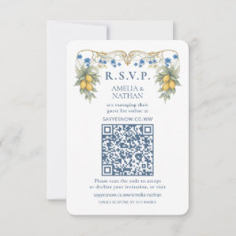 Citrus Botanisk Bröllops QR-kod RSVP-kort OSA Kort