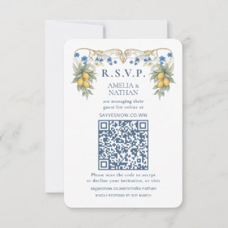 Citrus Botanisk Bröllops QR-kod RSVP-kort OSA Kort