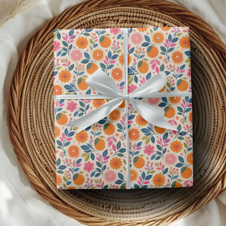 Citrus Botaniskt Blommigt Inpackningspapper Presentpapper