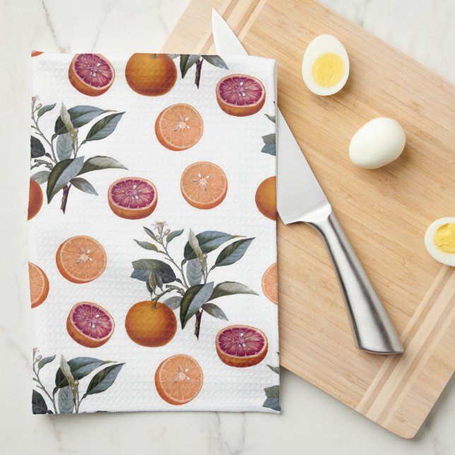 Citrus botaniskt tryck kökshandduk (Vikt i Fjärdedel)