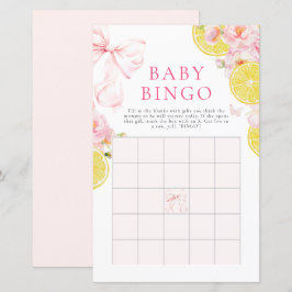Citrus Bow Girl Baby Shower Gift Bingo Game