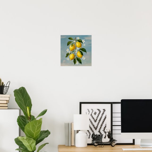Citrus Breeze: En symfoni av citroner och blommor Poster (Hemmakontoret)