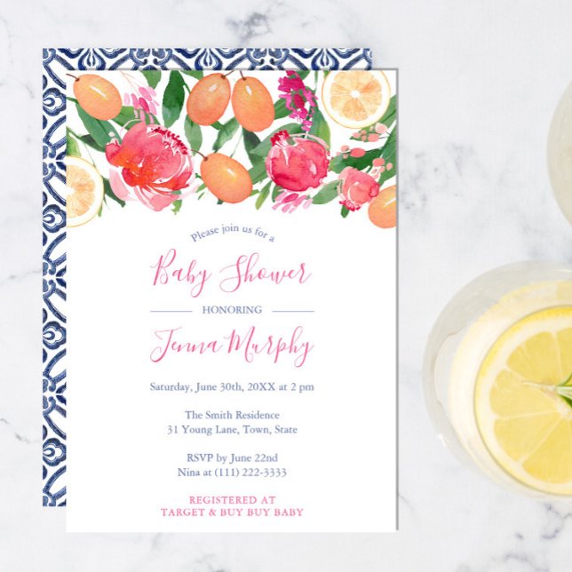 Citrus Bright-Blommigtar Baby Shower with Azulejos Inbjudningar (Skapare uppladdad)