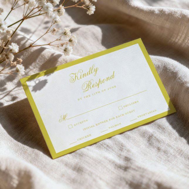 Citrus Bröllop Gul Elegant Skrift RSVP-kort Tilläggskort (Skapare uppladdad)