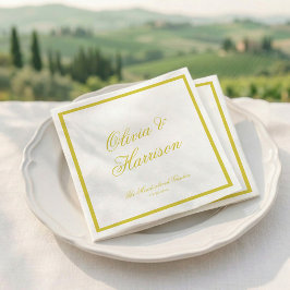 Citrus Bröllop Gult Elegant Script Servett
