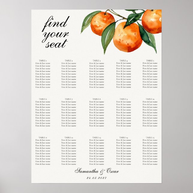 Citrus Bröllop Medelhavet Orange Poster (Framsidan)