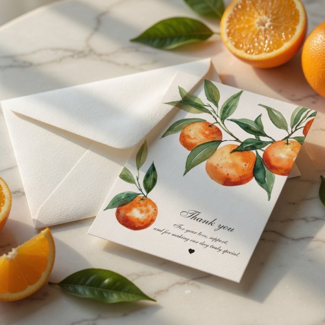 Citrus Bröllop Medelhavet Orange Tack Kort (Skapare uppladdad)