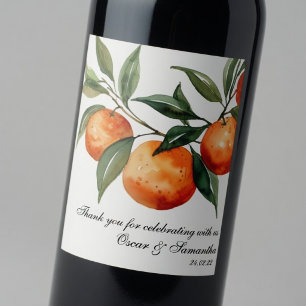 Citrus Bröllop Mediterrelans Apelsin Vinflaska Etikett