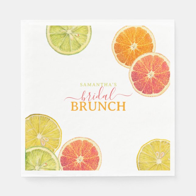 Citrus Bröllopsbrunch Citron Apelsin Bröllopsdusch Pappersservett (Framsidan)
