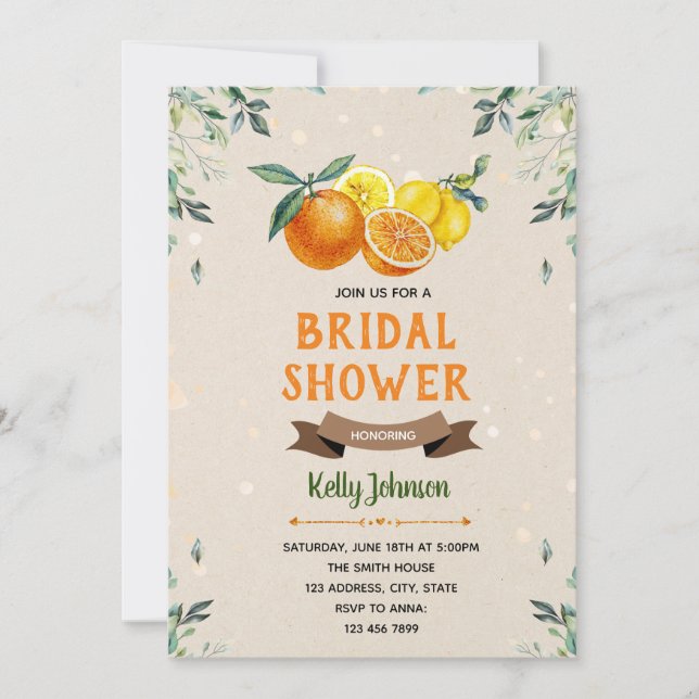 Citrus bröllopsdusch inbjudan (Framsida)