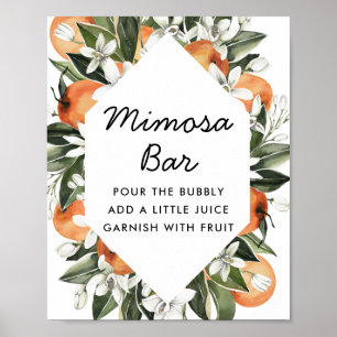 Citrus bröllopsdusch Mimosa Bar Poster