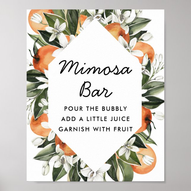 Citrus bröllopsdusch Mimosa Bar Poster (Framsidan)