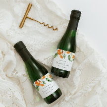 Citrus Bröllopsdusch Mini Mousserande Vin Etikett