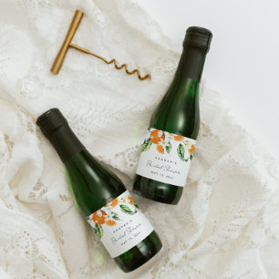 Citrus Bröllopsdusch Mini Mousserande Vin Etikett
