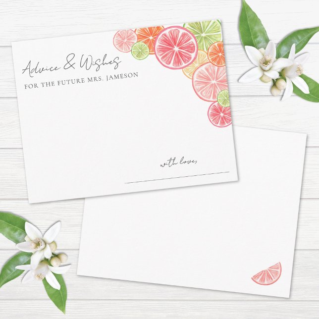 Citrus Bröllopsdusch Tips Tilläggskort (Citrus Bridal Shower Advice Enclosure Card )