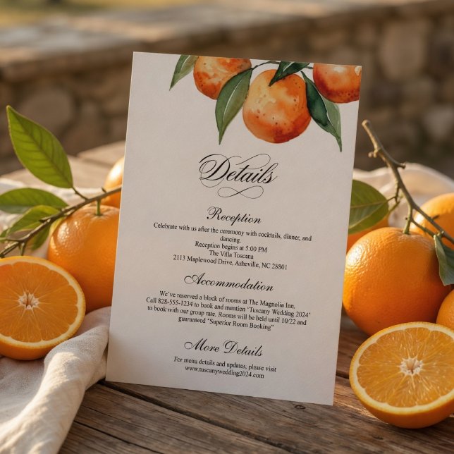 Citrus Bröllopskort | Mediterransk Orange Tilläggskort (Skapare uppladdad)