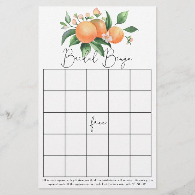 Citrus - Bröllopsspel bingo (Framsida)