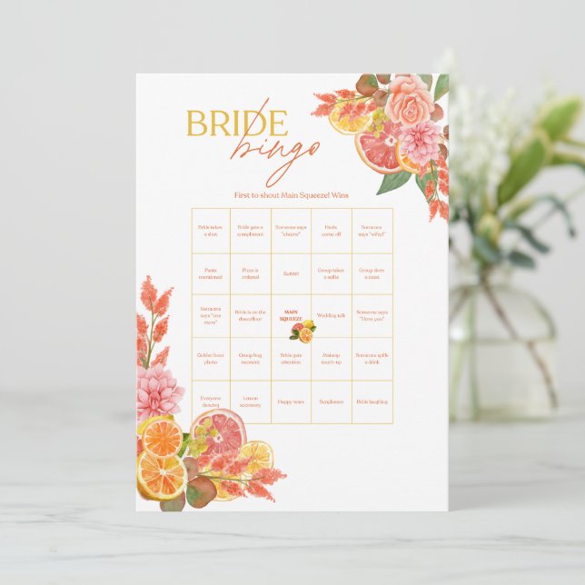 Citrus Brud Bingo Bröllopsfest spel  Inbjudningar (Stående Fram)