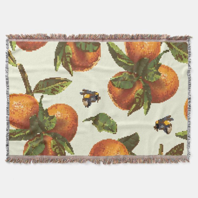 Citrus & Bumblebee: Vintage Sömlös Filt (Framsidan)